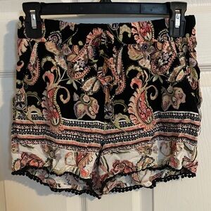 BeBop Black and Pink Paisley Women's Shorts